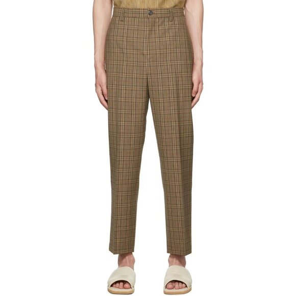 Nanushka Check Trousers Size 46 US 30 S Mens Beige $645 - Picture 1 of 14